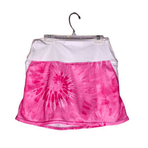 Faye + Florie Tennis Skirt Pink Tie Dye Print White Size M Activewear